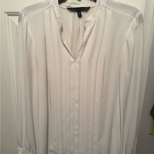 White House Black Market Ivory Pleated Blouse